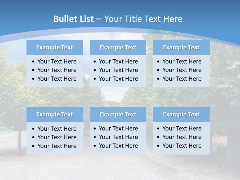 A Road Lined With Trees With A Sky Background PowerPoint Template