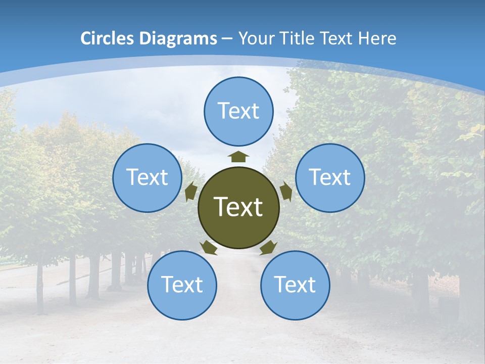 A Road Lined With Trees With A Sky Background PowerPoint Template