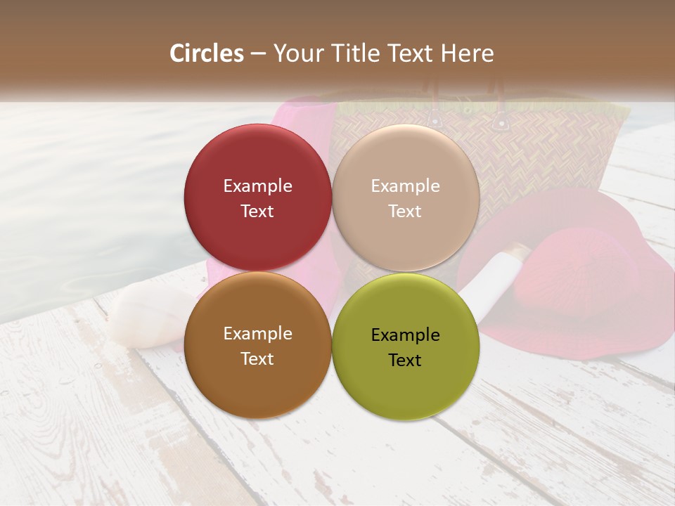 A Pink Hat And A Straw Bag On A Dock PowerPoint Template