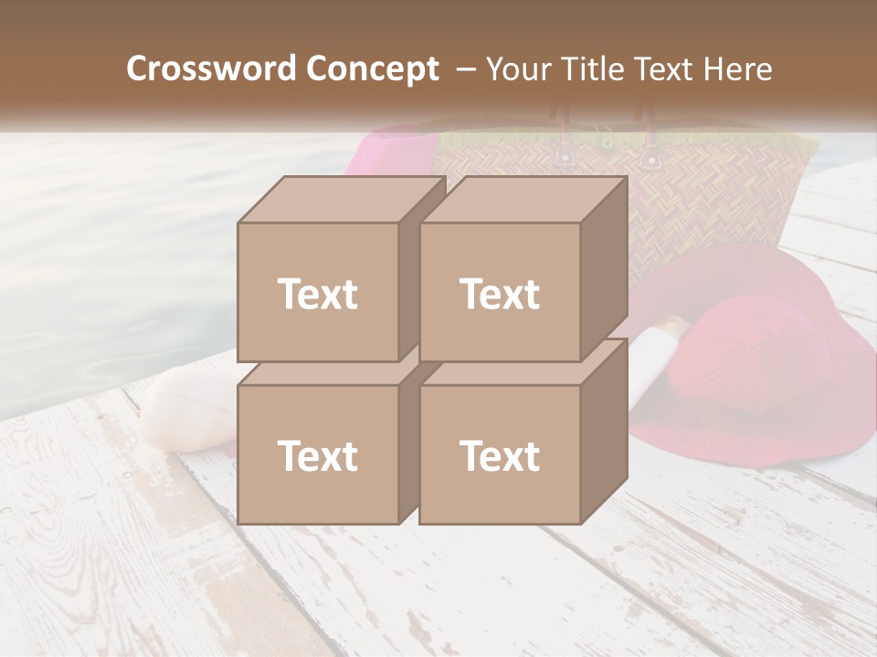 A Pink Hat And A Straw Bag On A Dock PowerPoint Template