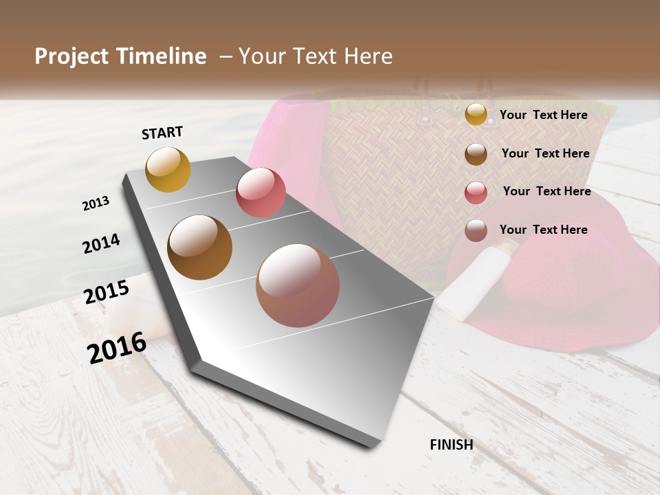 A Pink Hat And A Straw Bag On A Dock PowerPoint Template