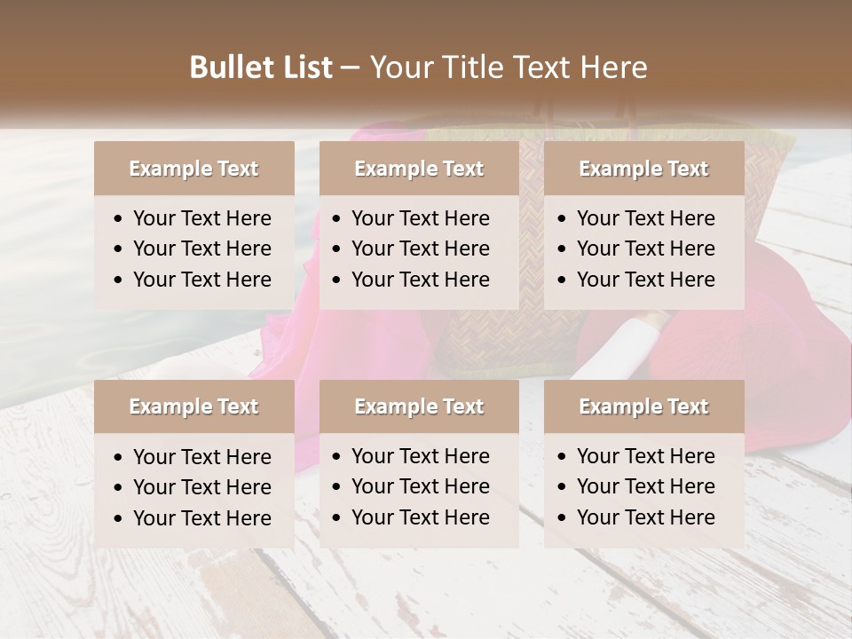 A Pink Hat And A Straw Bag On A Dock PowerPoint Template