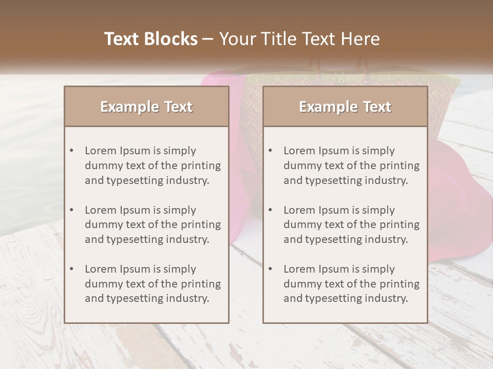 A Pink Hat And A Straw Bag On A Dock PowerPoint Template