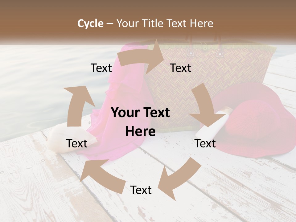 A Pink Hat And A Straw Bag On A Dock PowerPoint Template