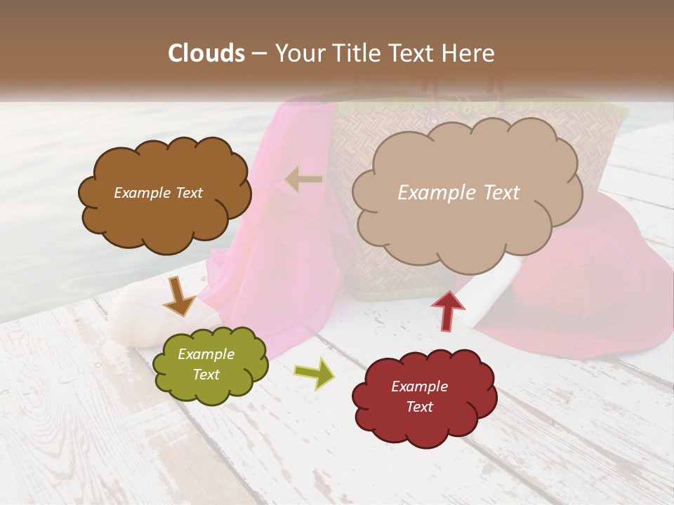 A Pink Hat And A Straw Bag On A Dock PowerPoint Template