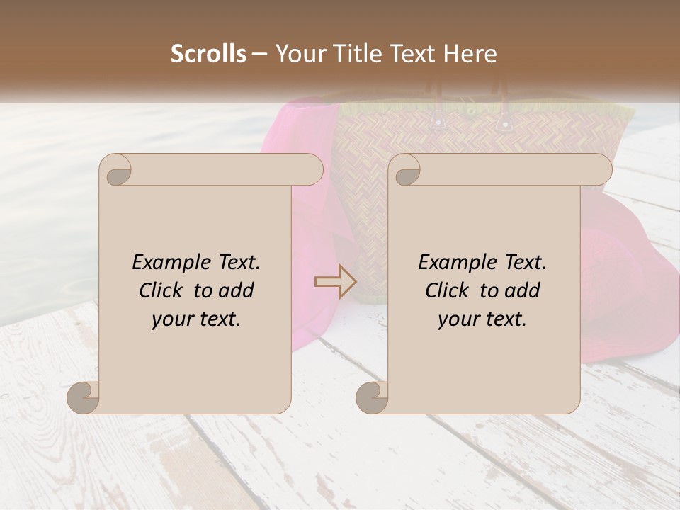 A Pink Hat And A Straw Bag On A Dock PowerPoint Template
