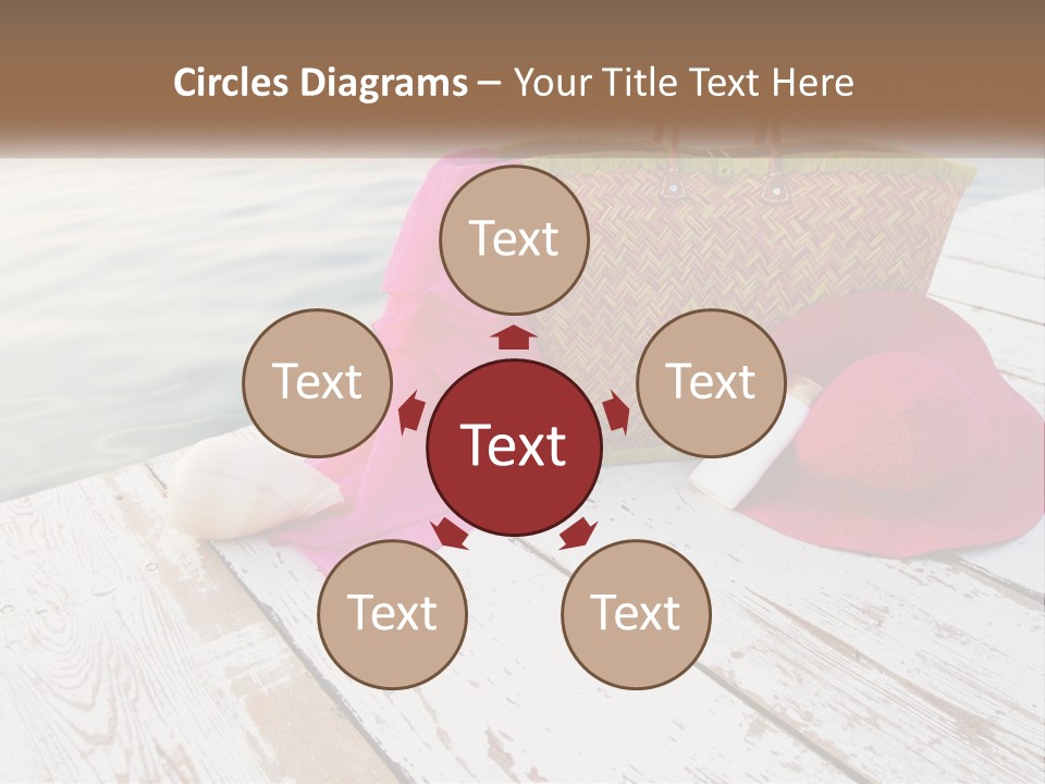 A Pink Hat And A Straw Bag On A Dock PowerPoint Template