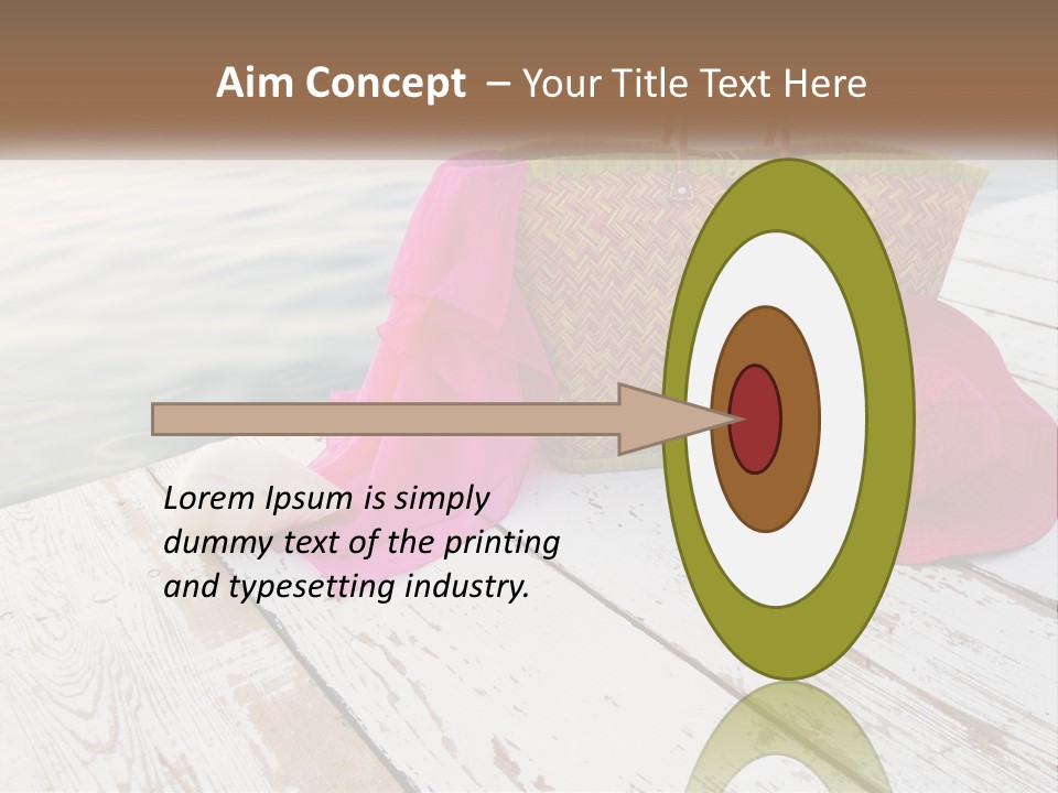 A Pink Hat And A Straw Bag On A Dock PowerPoint Template