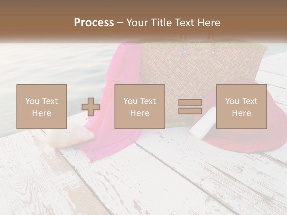 A Pink Hat And A Straw Bag On A Dock PowerPoint Template