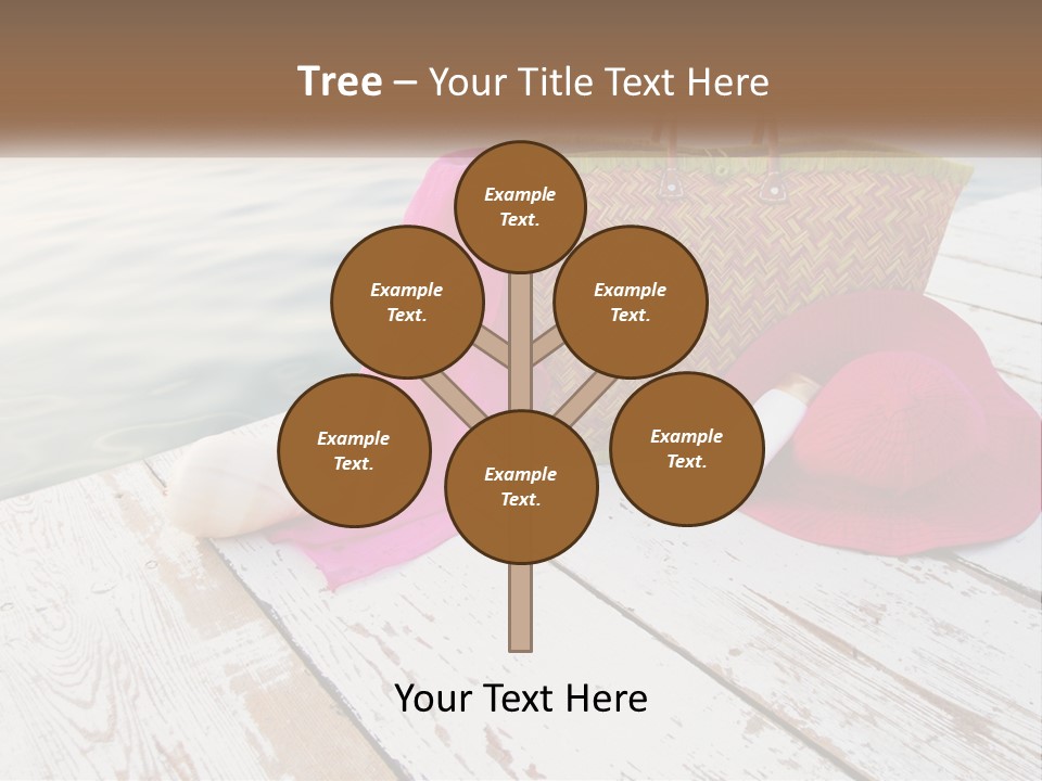 A Pink Hat And A Straw Bag On A Dock PowerPoint Template