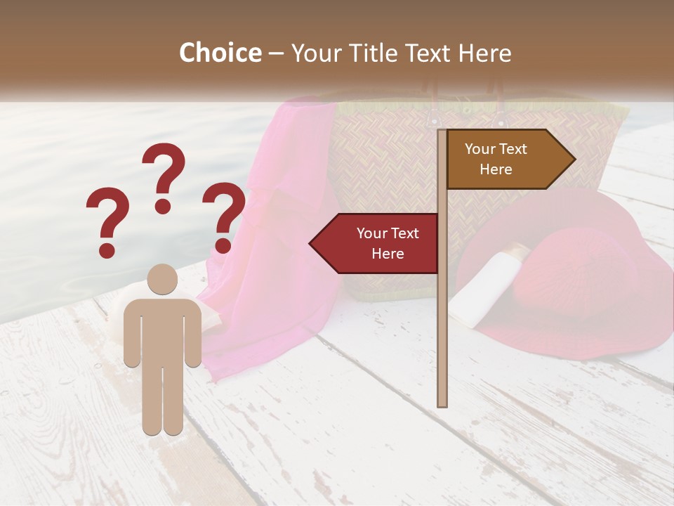 A Pink Hat And A Straw Bag On A Dock PowerPoint Template