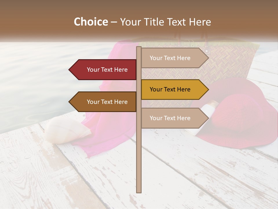 A Pink Hat And A Straw Bag On A Dock PowerPoint Template