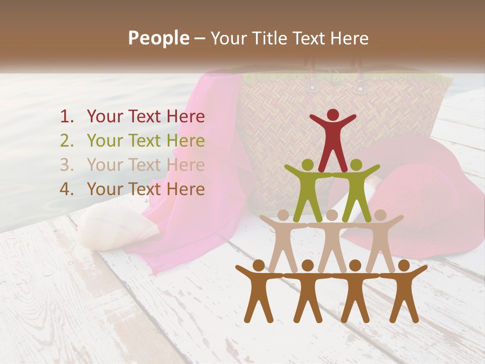 A Pink Hat And A Straw Bag On A Dock PowerPoint Template