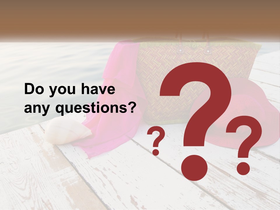 A Pink Hat And A Straw Bag On A Dock PowerPoint Template