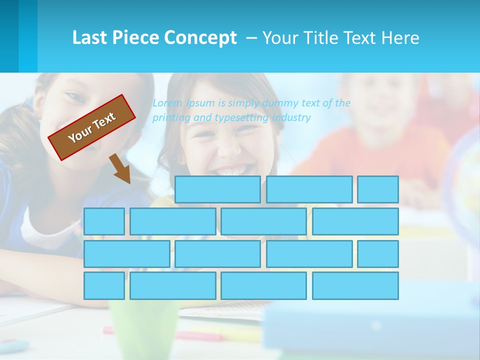 Two Young Girls Are Sitting At A Desk With Pencils PowerPoint Template