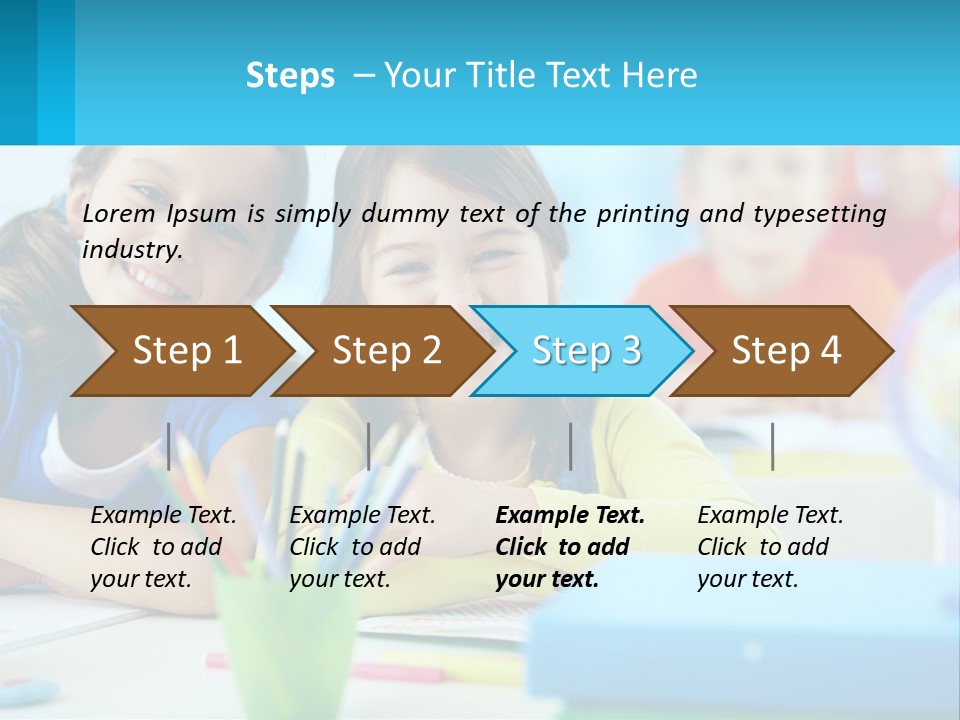 Two Young Girls Are Sitting At A Desk With Pencils PowerPoint Template