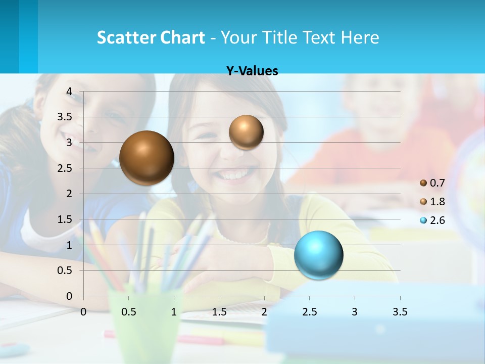 Two Young Girls Are Sitting At A Desk With Pencils PowerPoint Template