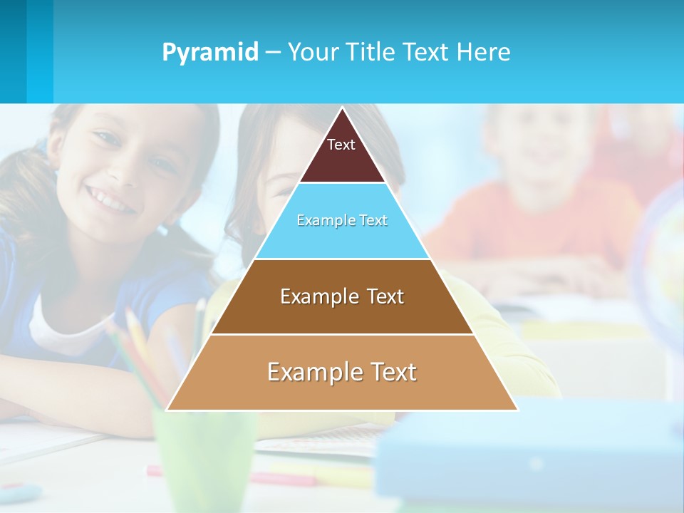 Two Young Girls Are Sitting At A Desk With Pencils PowerPoint Template