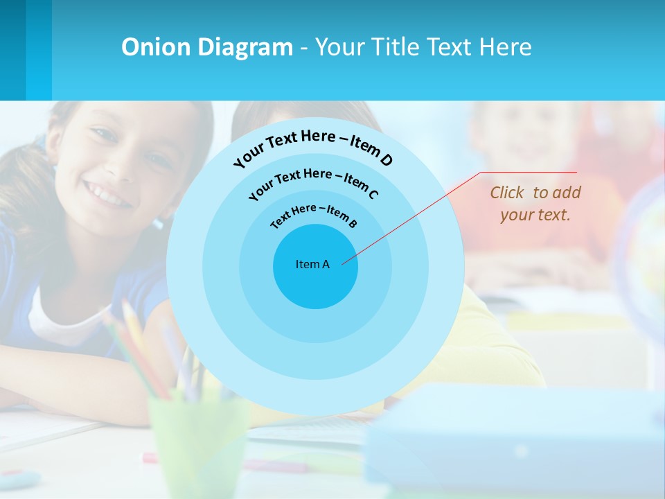 Two Young Girls Are Sitting At A Desk With Pencils PowerPoint Template