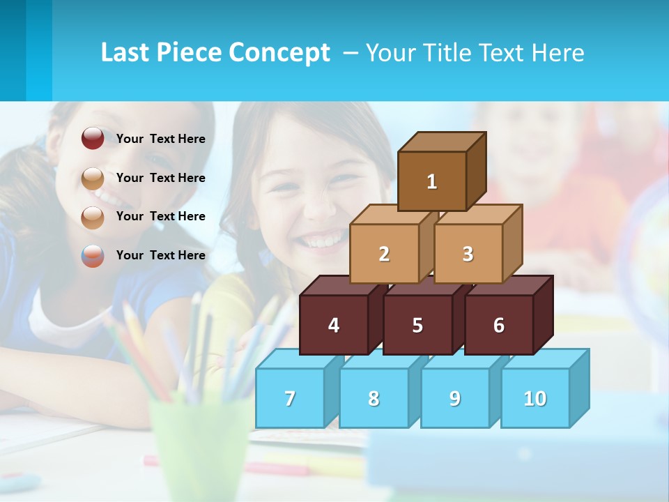 Two Young Girls Are Sitting At A Desk With Pencils PowerPoint Template