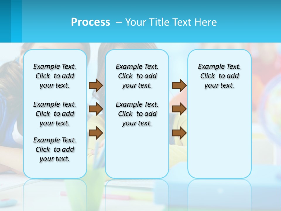 Two Young Girls Are Sitting At A Desk With Pencils PowerPoint Template