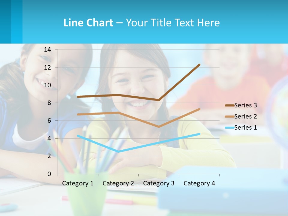 Two Young Girls Are Sitting At A Desk With Pencils PowerPoint Template