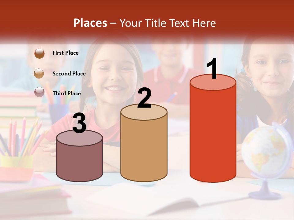 A Group Of Children Sitting At A Table PowerPoint Template