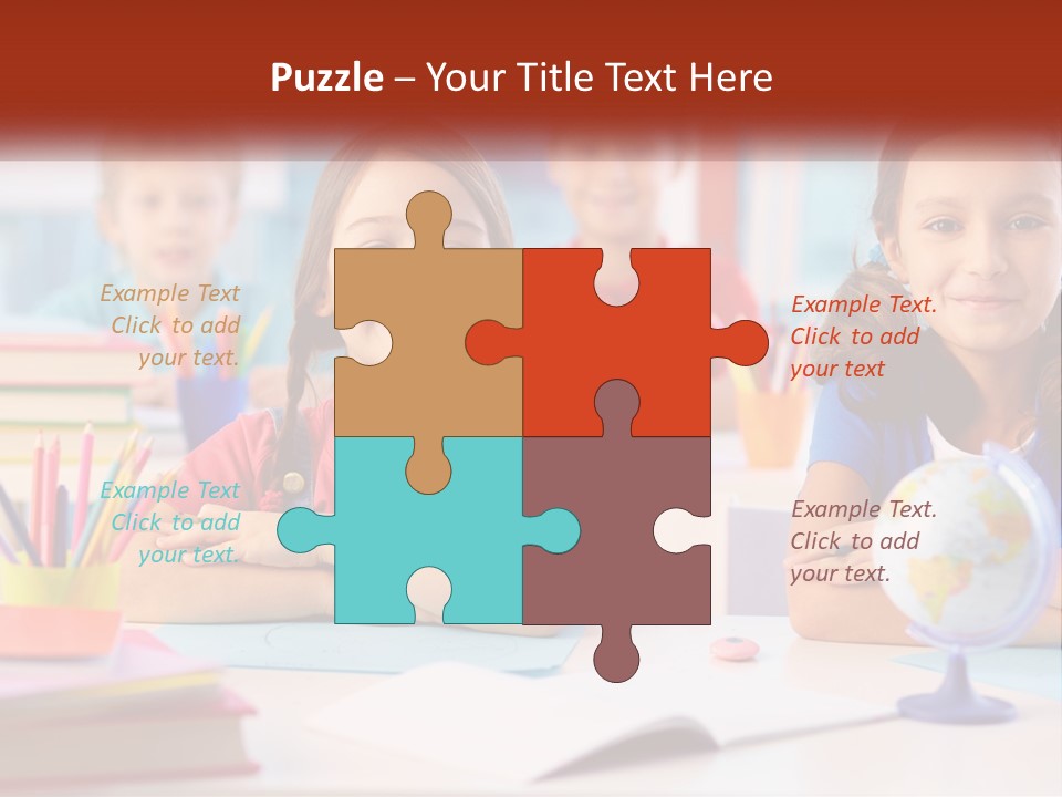 A Group Of Children Sitting At A Table PowerPoint Template