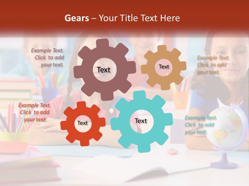A Group Of Children Sitting At A Table PowerPoint Template