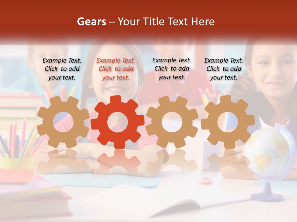 A Group Of Children Sitting At A Table PowerPoint Template
