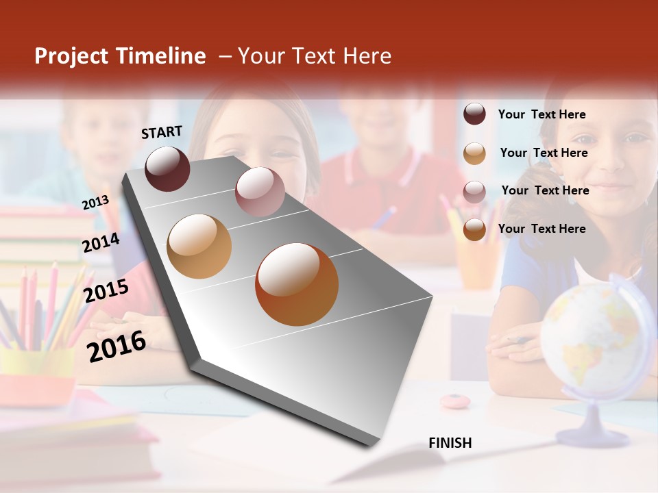 A Group Of Children Sitting At A Table PowerPoint Template