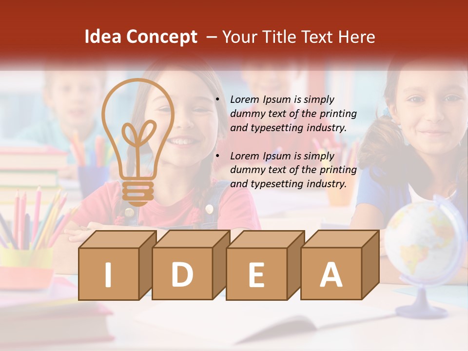 A Group Of Children Sitting At A Table PowerPoint Template
