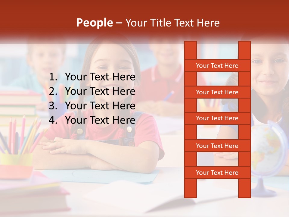 A Group Of Children Sitting At A Table PowerPoint Template