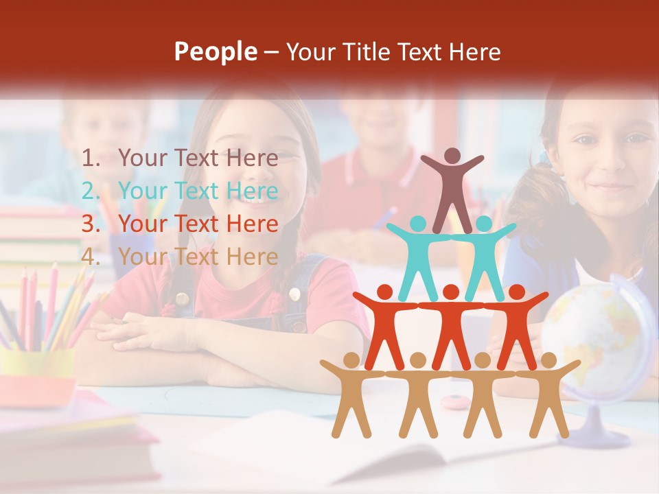 A Group Of Children Sitting At A Table PowerPoint Template