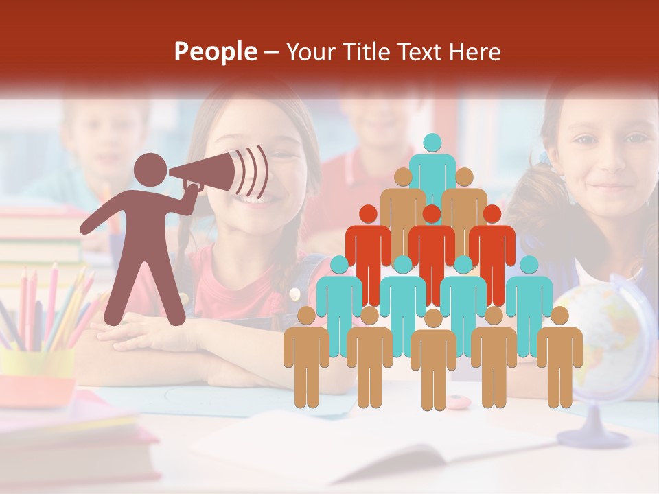 A Group Of Children Sitting At A Table PowerPoint Template