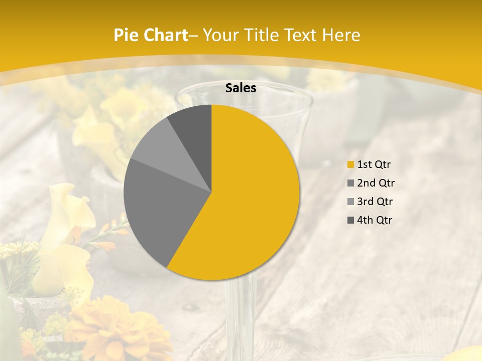 A Wooden Table Topped With Yellow Flowers And Wine Glasses PowerPoint Template