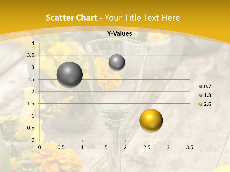 A Wooden Table Topped With Yellow Flowers And Wine Glasses PowerPoint Template