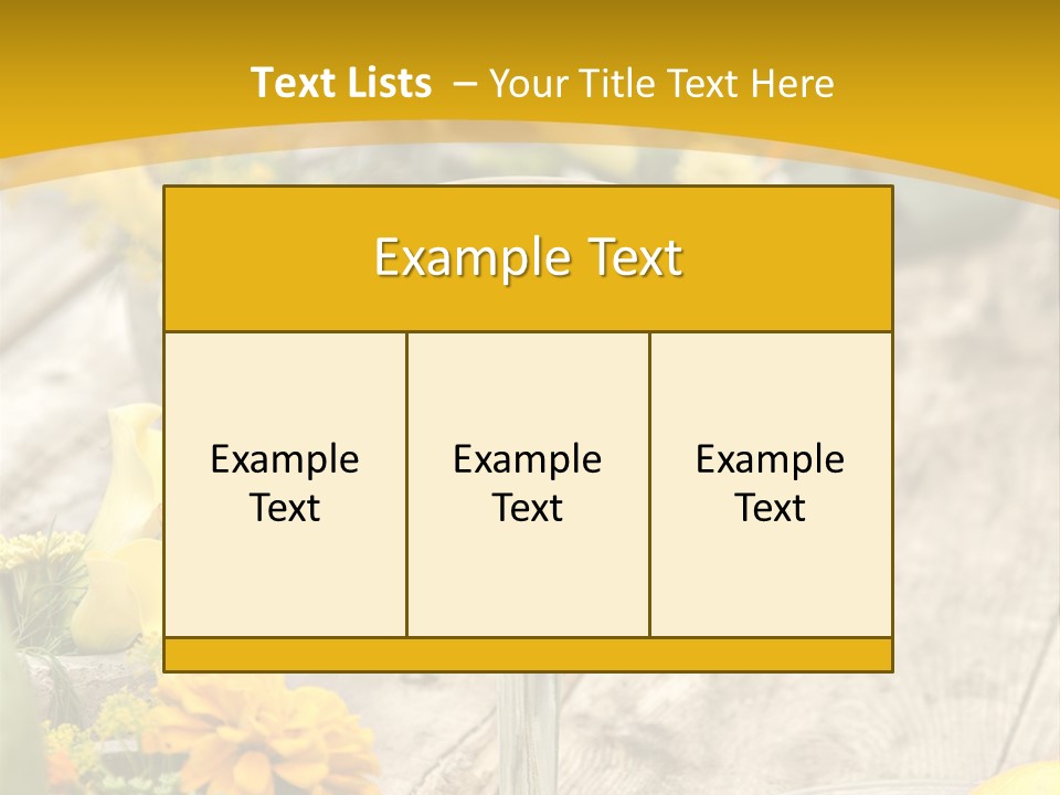 A Wooden Table Topped With Yellow Flowers And Wine Glasses PowerPoint Template