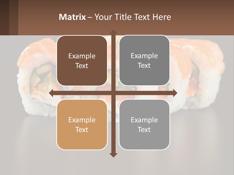 A Piece Of Sushi With Sauce And Cucumbers On It PowerPoint Template