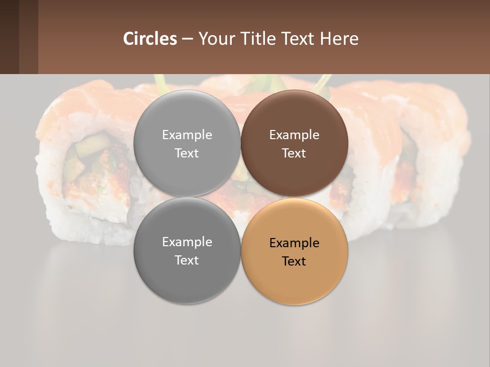 A Piece Of Sushi With Sauce And Cucumbers On It PowerPoint Template