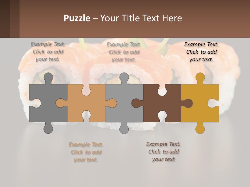 A Piece Of Sushi With Sauce And Cucumbers On It PowerPoint Template