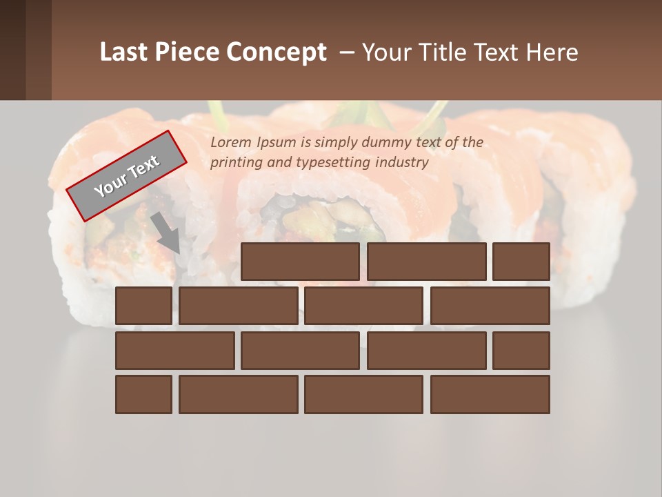 A Piece Of Sushi With Sauce And Cucumbers On It PowerPoint Template