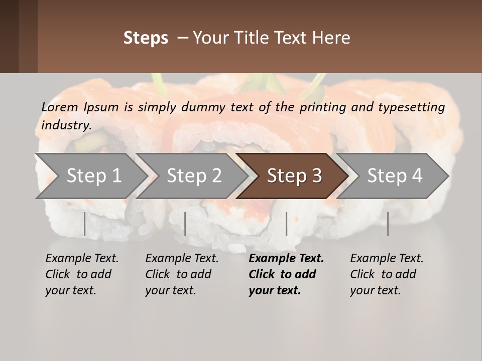 A Piece Of Sushi With Sauce And Cucumbers On It PowerPoint Template