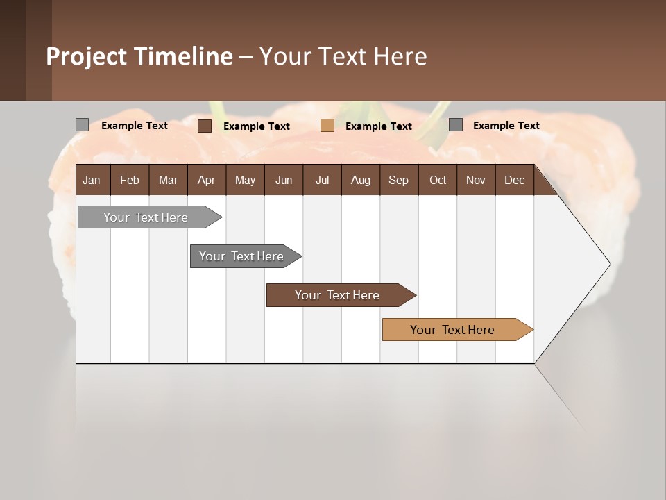 A Piece Of Sushi With Sauce And Cucumbers On It PowerPoint Template
