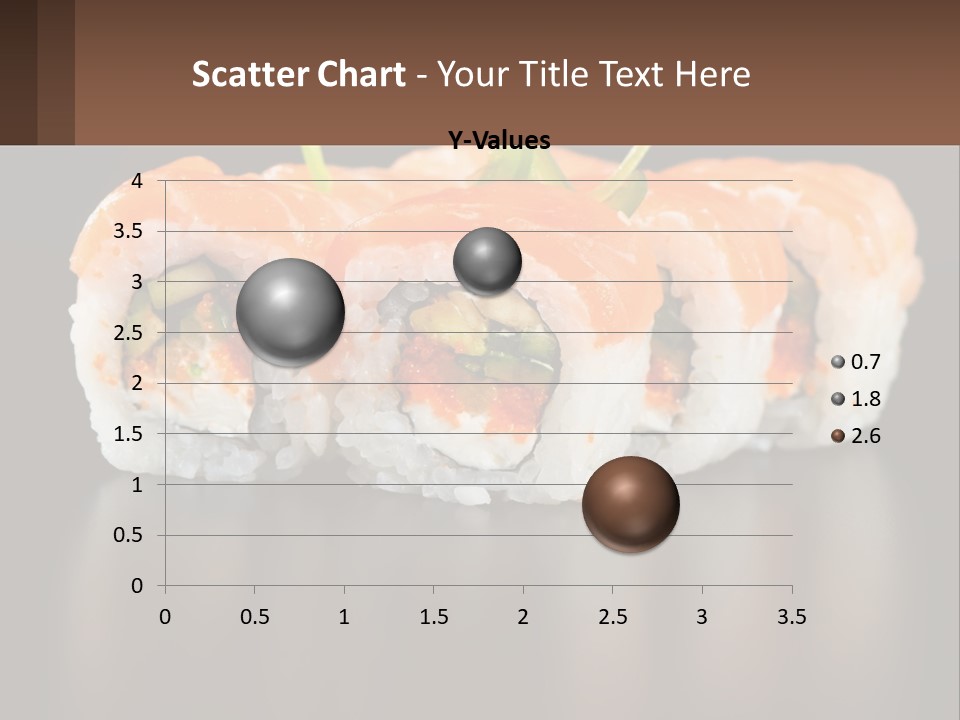 A Piece Of Sushi With Sauce And Cucumbers On It PowerPoint Template