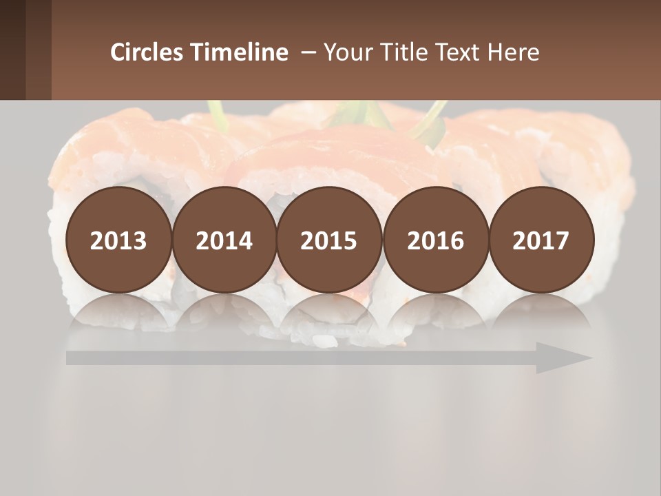 A Piece Of Sushi With Sauce And Cucumbers On It PowerPoint Template