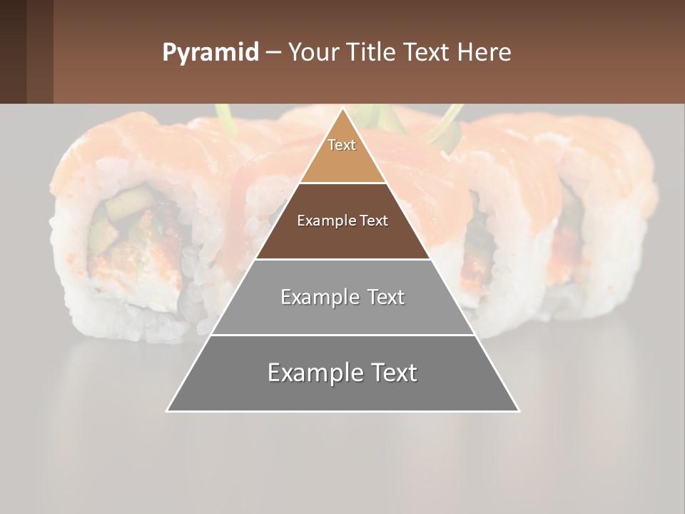 A Piece Of Sushi With Sauce And Cucumbers On It PowerPoint Template