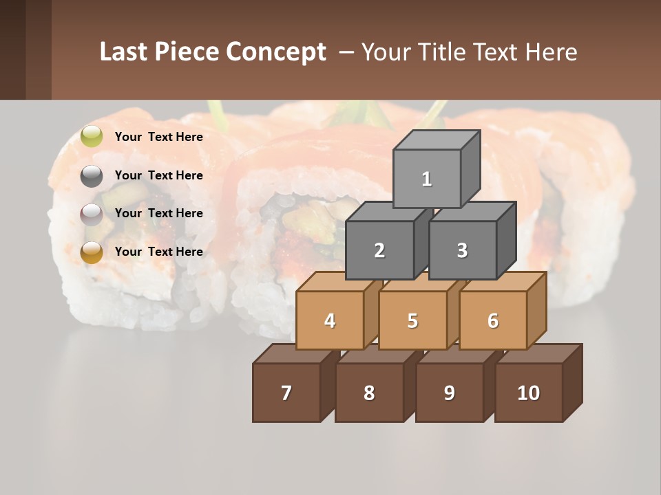 A Piece Of Sushi With Sauce And Cucumbers On It PowerPoint Template
