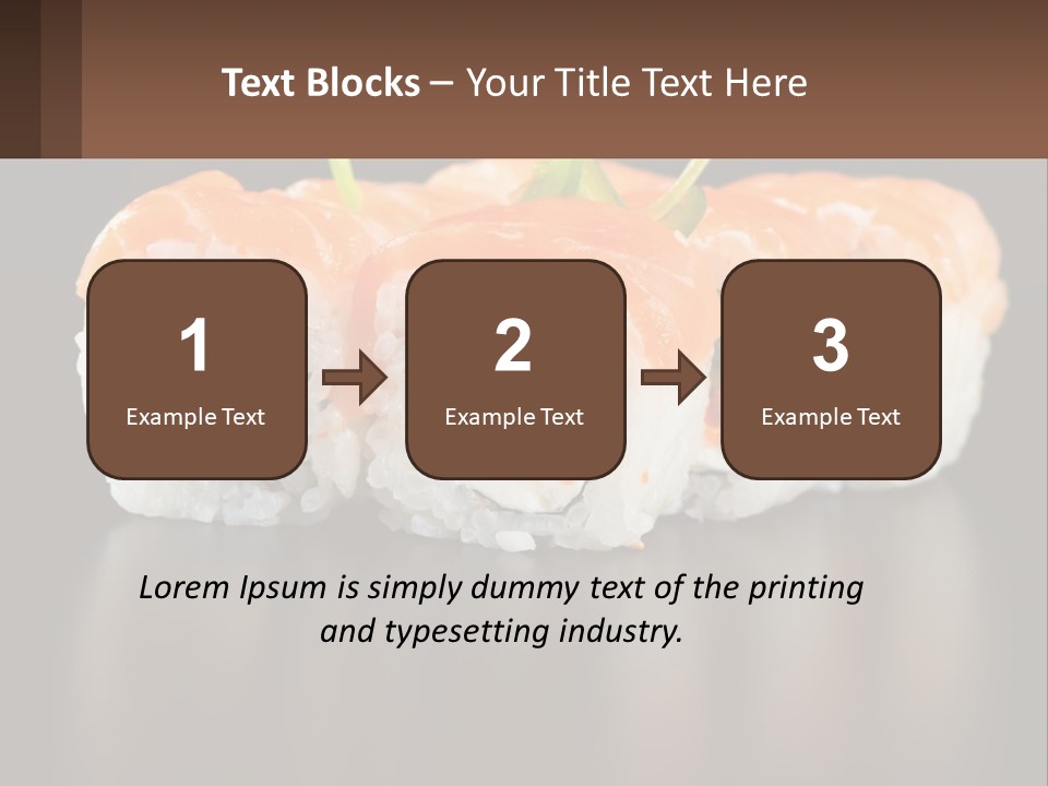 A Piece Of Sushi With Sauce And Cucumbers On It PowerPoint Template