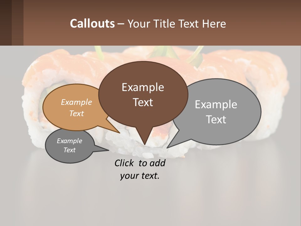 A Piece Of Sushi With Sauce And Cucumbers On It PowerPoint Template